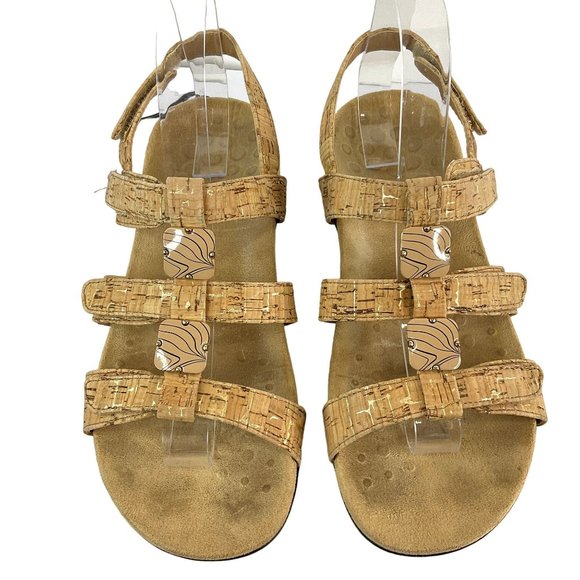 Vionic Shoes Womens Size 8 Tan Amber Gold Cork Comfort Sandal Arch Support - Picture 10 of 12